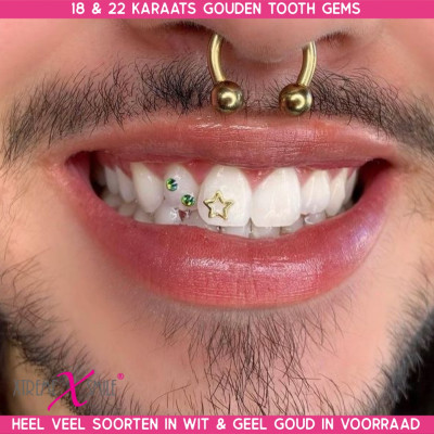 Gold Tooth Gem Open Star 18ct – Star Outline Jewelry