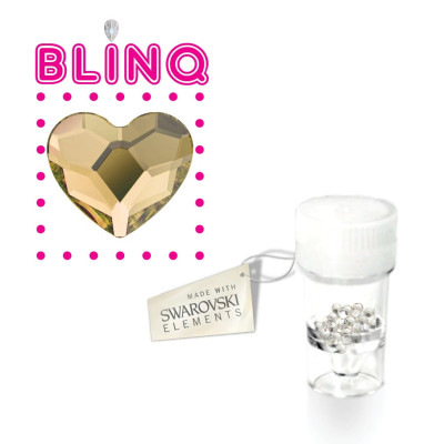 BLINQ Strass Dentaire – Cœur Champagne à reflets dorés – 5 pcs