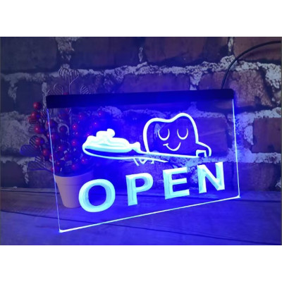 LED Tooth OPEN Sign – Illuminated Dental Storefront Sign
