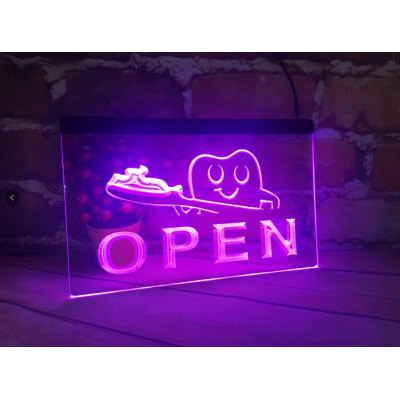 LED bord tand/kies – geopend verlichte etalage sign
