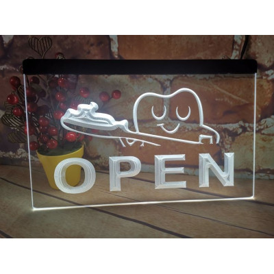 LED bord tand/kies – geopend verlichte etalage sign