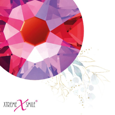 Swarovski tandkristallen Luminous Pink – knalroze tooth gems met aurora glans