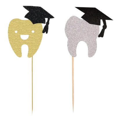 Cocktailprikkers Geslaagd Tand Glitter – 12 stuks feestelijke party picks