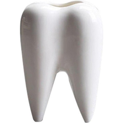 Ceramic Tooth-Shaped Toothbrush Holder – Bathroom Decor