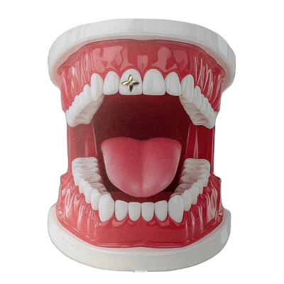 Witgouden Tooth Gem LV Flower – witgouden LV bloem