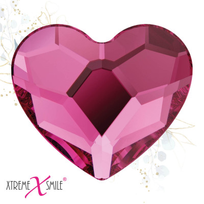 Zahnkristalle Herz Red Pink – Tooth Gems pink-rot – 5 Stück