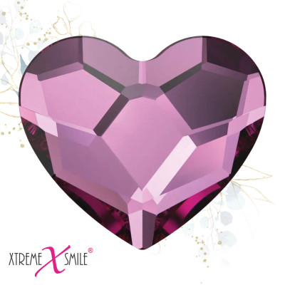 Swarovski Zahnkristalle Herz Fuchsia Pink – Tooth Gems in kräftiger Farbe – 5 Stück