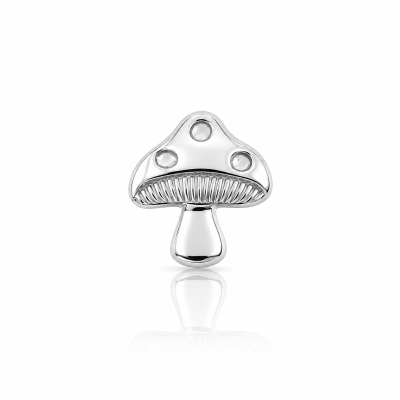 18K white gold mini mushroom tooth gem with sculpted details