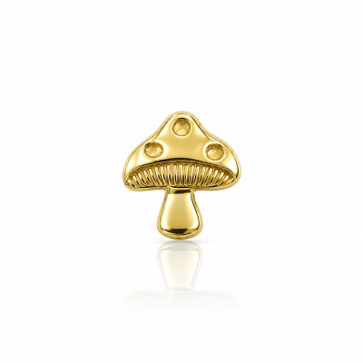 18K yellow gold mini mushroom tooth gem with sculpted details