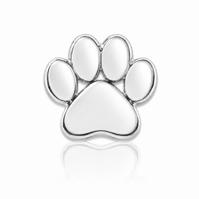 18K white gold dog paw tooth gem with sculpted details