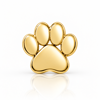 18K yellow gold dog paw tooth gem with sculpted details