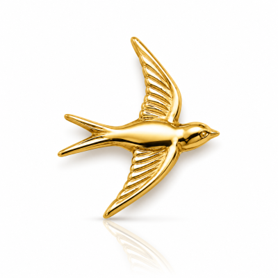 18K yellow gold swallow tooth gem with sculpted details