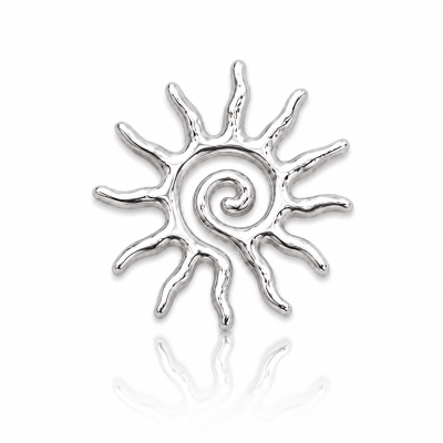 18K white gold spiritual ibiza sun tooth gem with sculpted details
