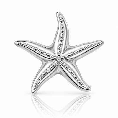 18K white gold starfish tooth gem with sculpted details