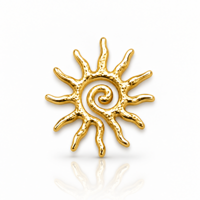 Zahnschmuck Spirituelle Ibiza-Sonne aus 18 Karat Gelbgold, detailreiches Tooth Gem