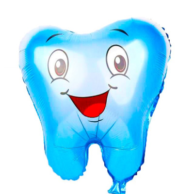 Heliumballon Zahn / Backenzahn blau – Partydeko für Dental-Events