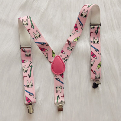 Baby Suspenders “Happy Tooth” – Pink Dental Baby Gift (0–3 Years)