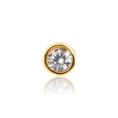 Gouden tandsieraad rond met 0.01 kt diamant – fijne 18 kt gold tooth gem