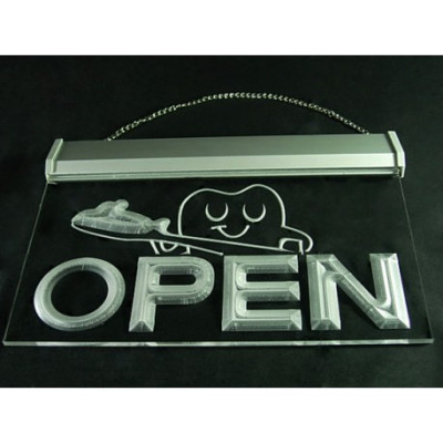 LED bord tand/kies – geopend verlichte etalage sign
