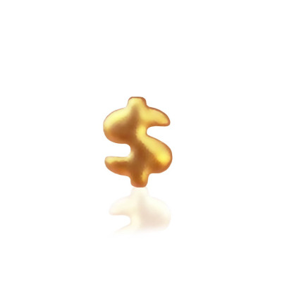 Gouden tandsieraad dollar – money symbol tooth gem van 22 kt goud
