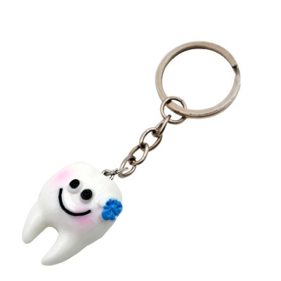 Happy Tooth Keychain – Cute Resin Dental Keyring