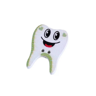 Boutons en bois forme dent molaire lot de 5