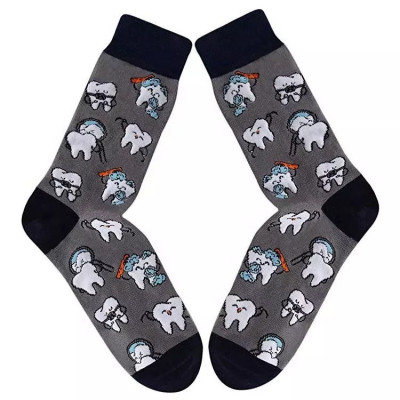 Socken mit Zähnchen grau – Socken mit Dentalmotiv