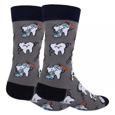 Tooth Socks Grey – Unisex Dental Pattern Socks (38–42)
