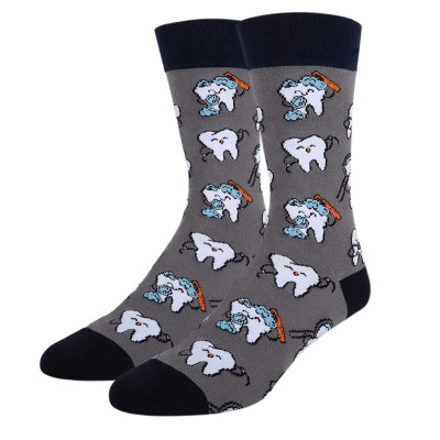 Tooth Socks – Grey Dental Pattern Socks (Unisex 38–42)