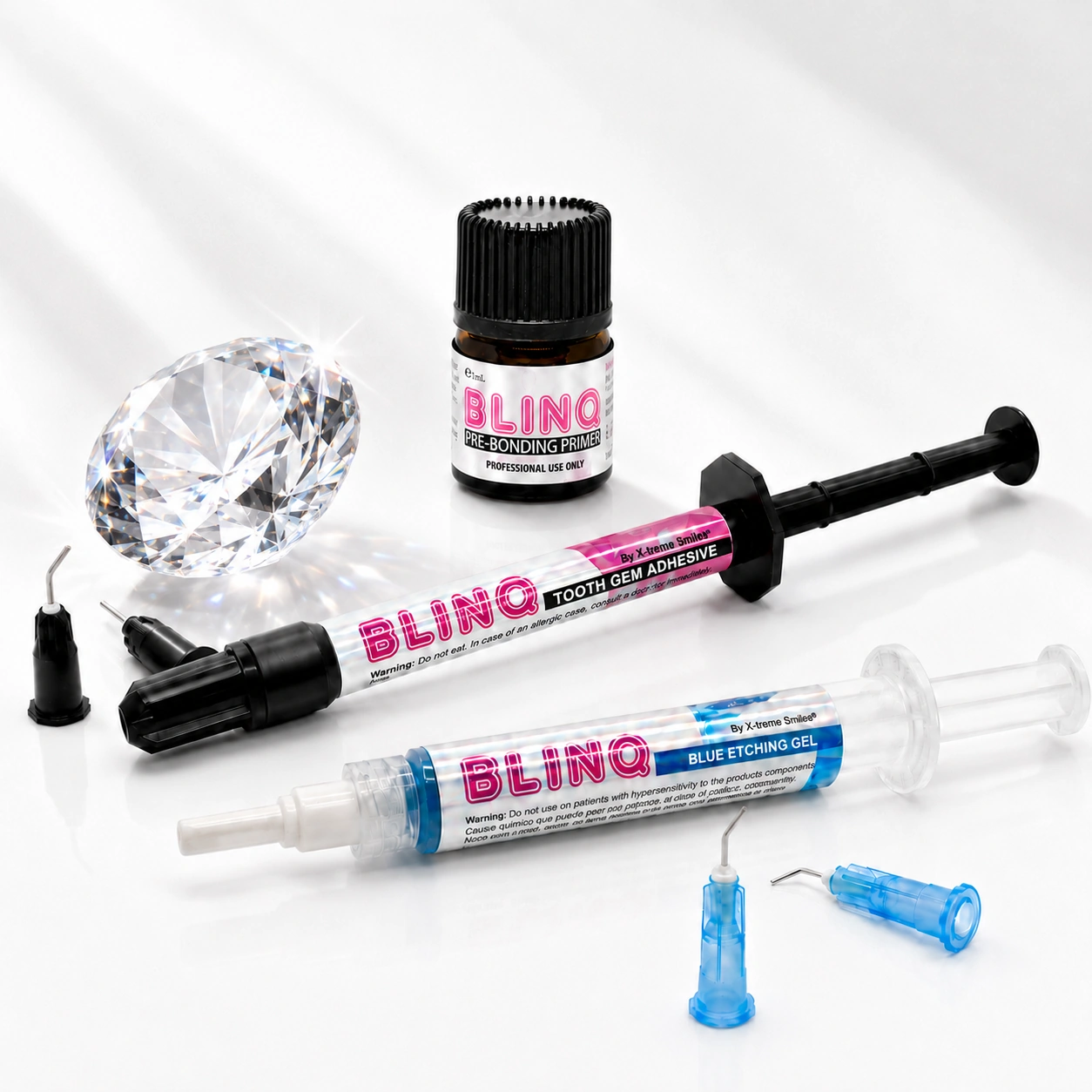 BLINQ tooth gem bonding systeem met Blue Etch Primer en Glue